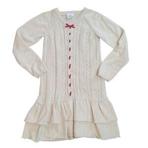 Hanna Andersson "Santa Lucia" Holiday Ivory Knit Dress Size 130 US 8